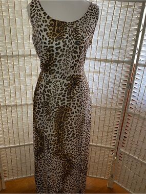 Kate & Mallory Leopard Print Maxi Dress - Brown/Black size S decorative back